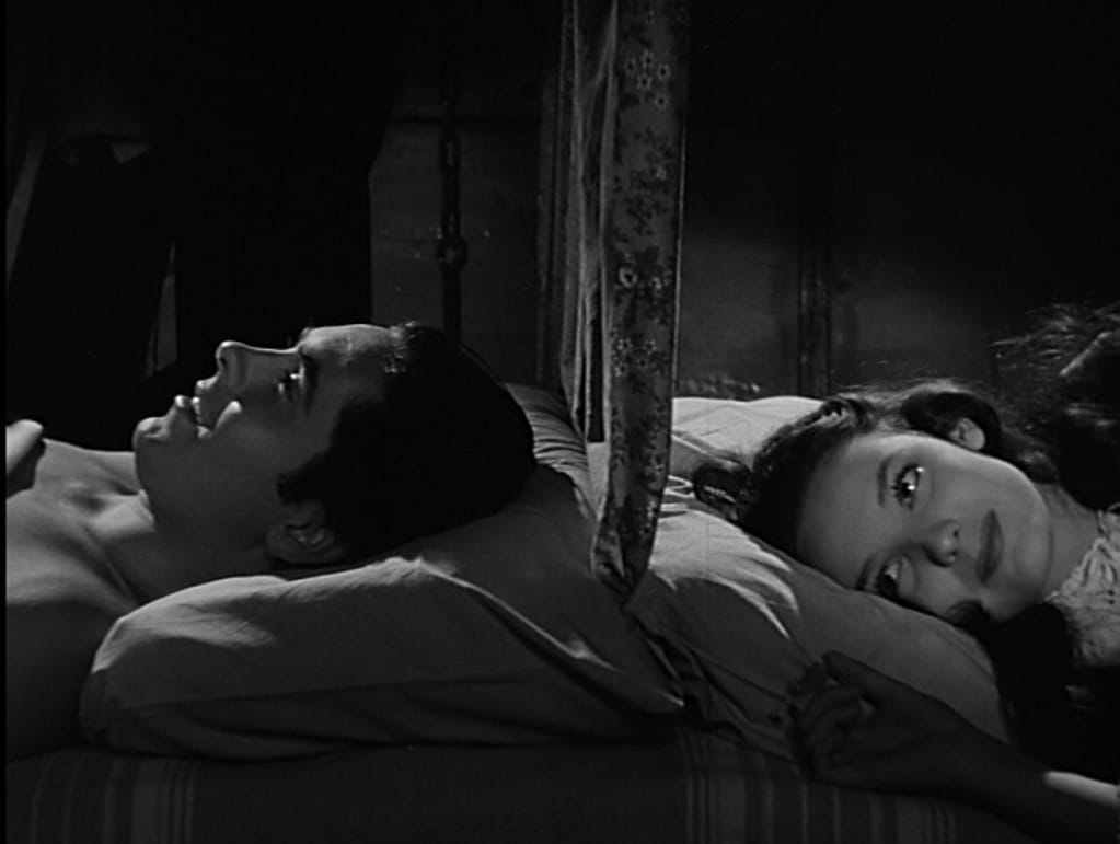 Tyrone Power and Linda Darnell sleep in the same wagon divided by "the walls of Jericho"