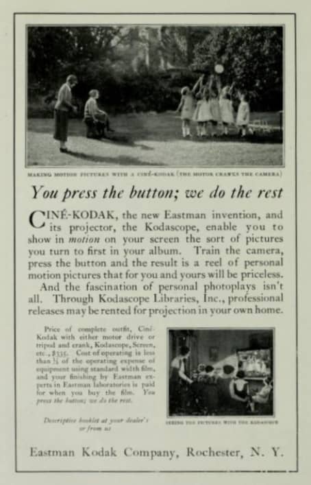 1924 Advertisement for the 16mm camera Cine-Kodak