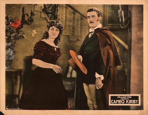 John Gilbert and Gertrude Olmstead in a lobby card for 1923's Cameo Kirby.