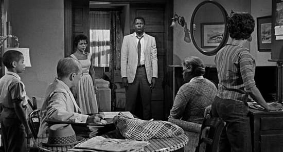 The ensemble cast of talented African American classic film actors in A Raisin in the Sun.