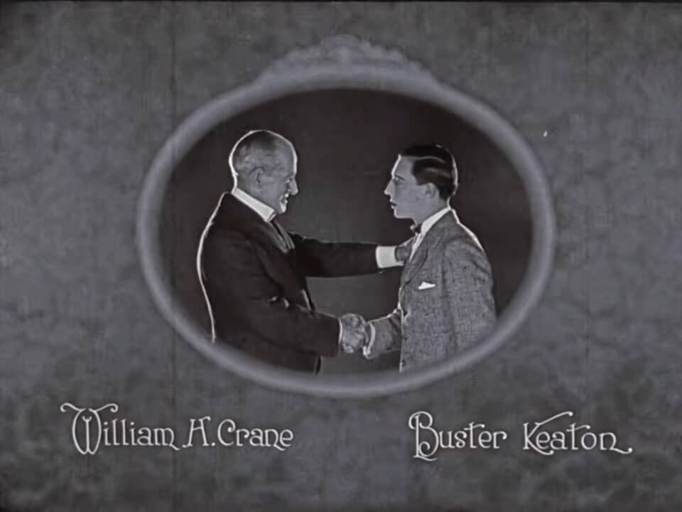 Opening title for The Saphead listing William H. Crane and Buster Keaton.